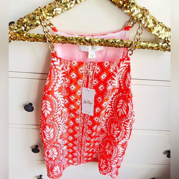 NWT Lilly Pulitzer Joannah 100% Silk Top Chain Shoulder Straps - Picture 2 of 10